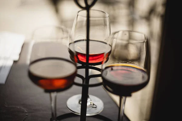 Primo Piano Vino Rosso Bicchiere Vino — Foto Stock