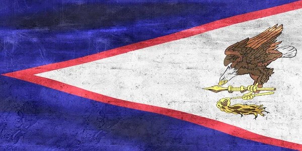 美属萨摩亚国旗 现实的挥动面料国旗 — 图库照片