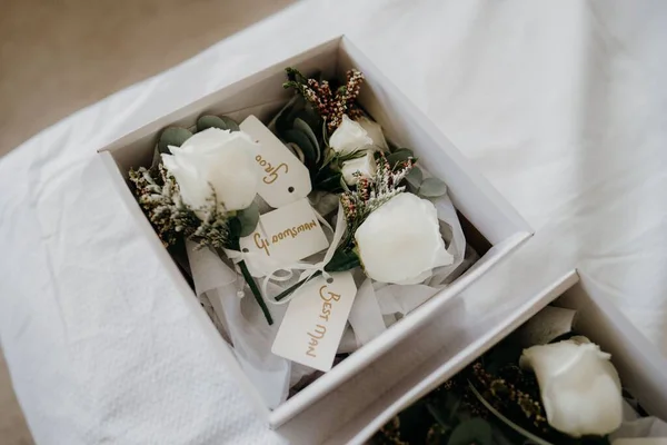 stock image A closeup of wedding decorations on a table