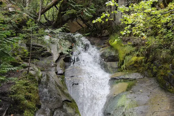 stock image A wide shot of a waterfall in Cypress provincial park, British Columbia, Canada