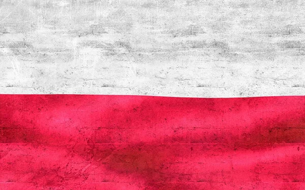 Polen Flagga Realistisk Vinka Tyg Flagga — Stockfoto