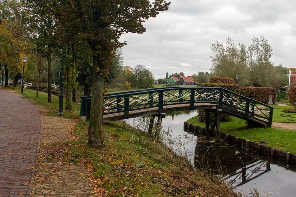 Híd Zaanse Schans Folyó Felett Zaanstad Hollandia — Stock Fotó