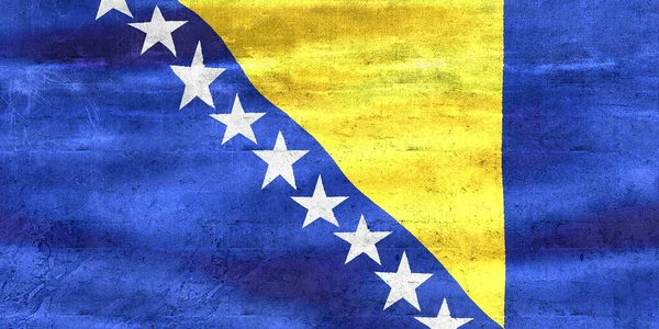 波斯尼亚和黑塞哥维那国旗 现实的挥动织物旗 — 图库照片