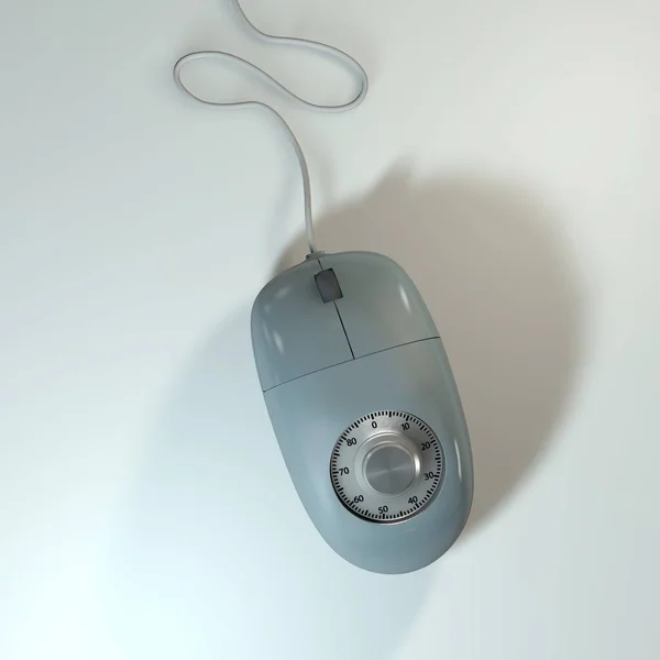Illustrazione Mouse Con Serratura Sfondo Bianco — Foto Stock