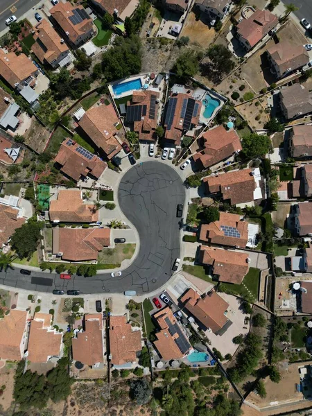 Vertikální Pohled Ptačí Perspektivy Obytné Domy Sousedství — Stock fotografie