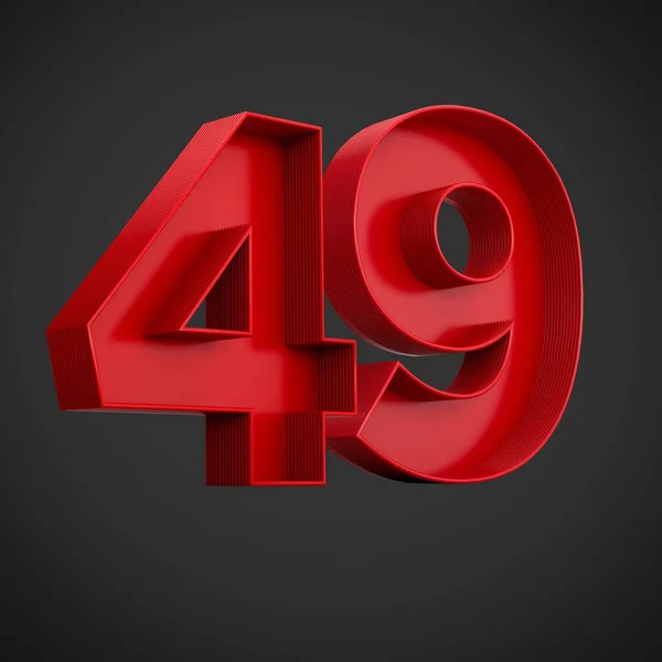 红色广告数字49或49的3D插图 底色为黑色 内部阴影 — 图库照片