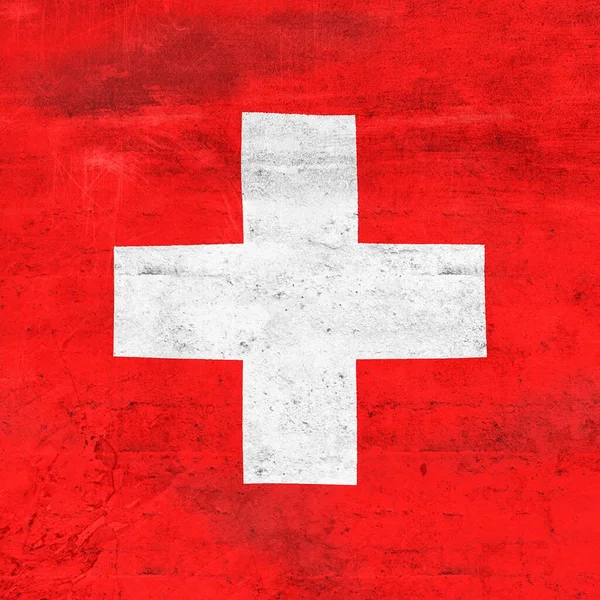 Zwitserse Vlag Realistische Golvende Stoffen Vlag Achtergrond — Stockfoto