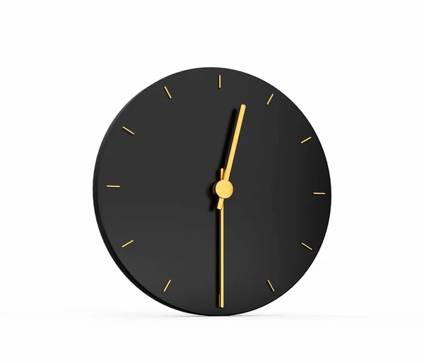 Rendering Minimalistic Black Golden Clock Showing Clock White Backdrop — Stock Photo, Image