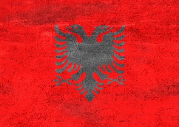 Flaga Albanii Realistyczna Flaga Tkaniny Falującej — Zdjęcie stockowe