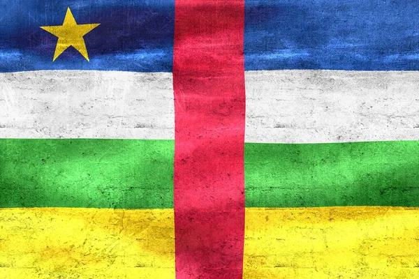 Orta Afrika Cumhuriyeti Bayrağı Gerçekçi Kumaş Bayrağı Sallıyor — Stok fotoğraf