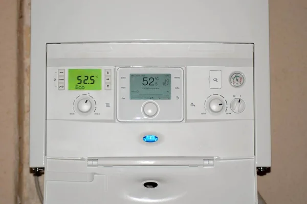 Een Close Van Details Een Modern Energietemperatuursysteem Een Huis — Stockfoto