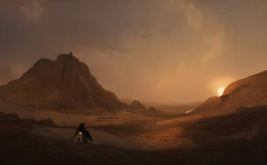 Gün batımında doğal bir manzaranın resmi.