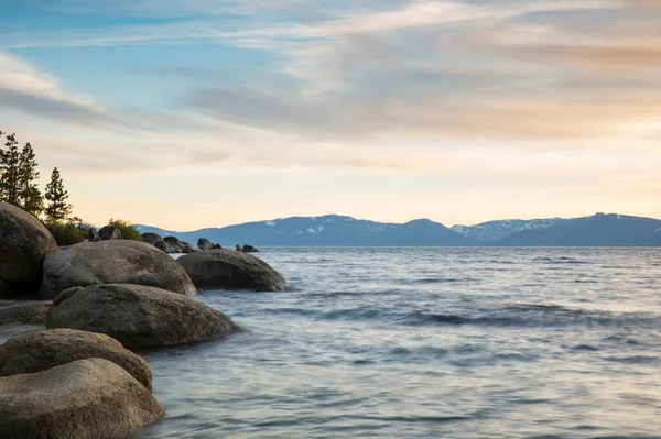 Une Belle Vue Sur Lac Tahoe Coucher Soleil Aux États — Photo