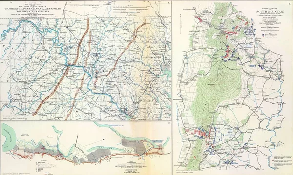 Χάρτης Των Μαχών Του Νότιου Βουνού Και Του Βίκσμπεργκ Από — Φωτογραφία Αρχείου