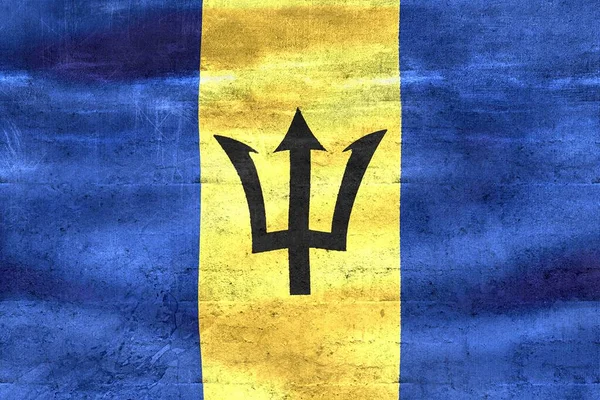 Bandiera Barbados Bandiera Tessuto Sventolante Realistica — Foto Stock