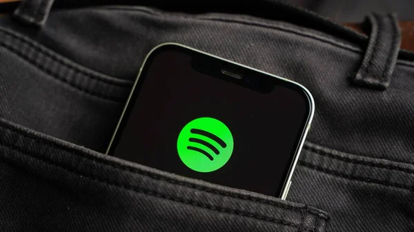 Spotify Musikkapp Smarttelefon App Musikk Radio Podcast Streaming Ios Smart – stockfoto