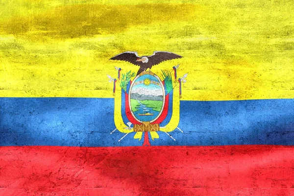 Ecuador Zászló Reális Hullámzó Szövet Zászló Háttér — Stock Fotó