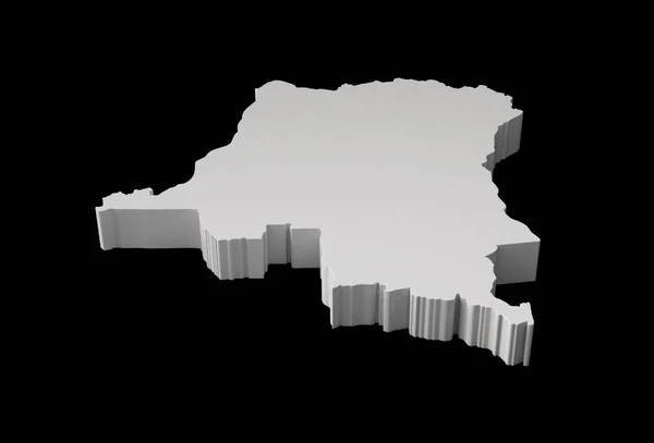 Μια Ασπρόμαυρη Τρισδιάστατη Απεικόνιση Του Χάρτη Του Κονγκό Γεωγραφία Χαρτογραφία — Φωτογραφία Αρχείου