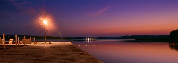 stock image A panoramic shot of a beautiful twilight seen on the horizon after the sunset