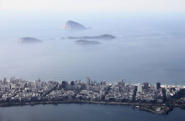 Flygbild Stadsbilden Rio Janeiro Omgiven Byggnader Och Vatten — Stockfoto