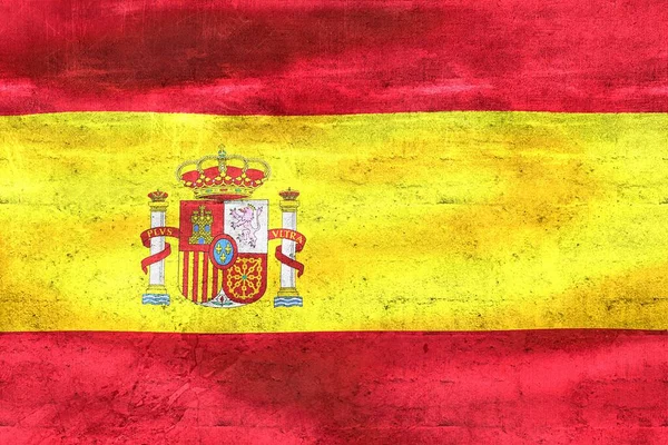 Spain Flag Realistic Waving Fabric Flag Background — Stock Photo, Image
