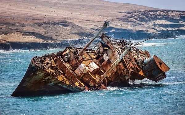Nahaufnahme Eines Zerstörten Rustikalen Schiffes Der Nähe Von Playa Garcey — Stockfoto