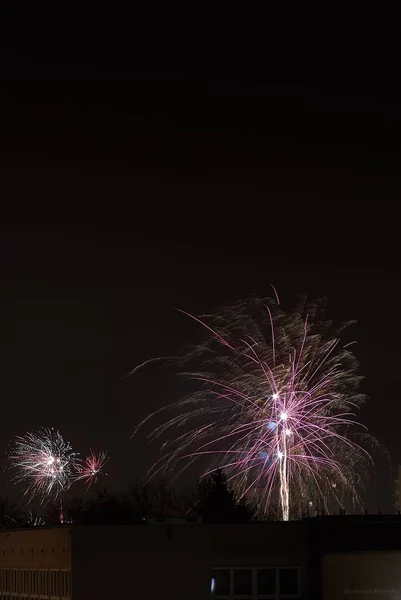 Vertical Shot Colorful Fireworks Magical Show — Stock Photo, Image