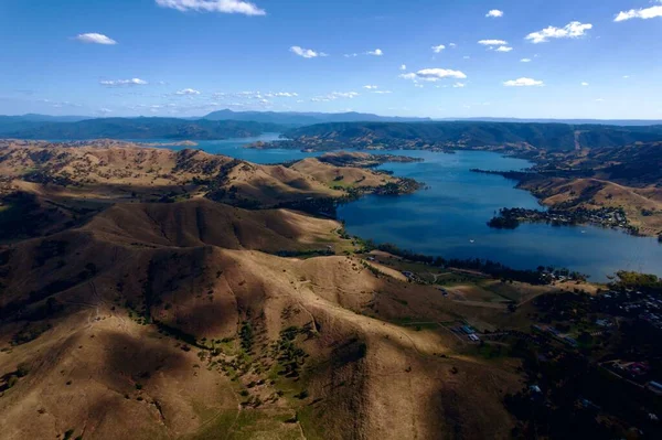 Vista Panorâmica Lago Eildon Rodeado Por Montanhas Victoria Austrália — Fotografia de Stock