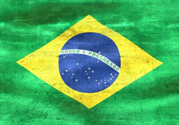 Бразильський Прапор Реалістичний Махаючий Прапор — стокове фото