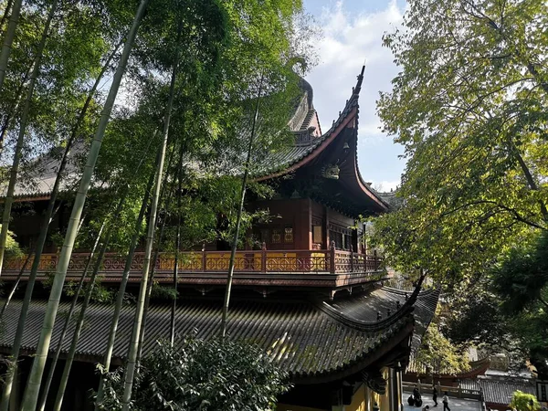Świątynia Lingyin Hangzhou Otoczona Bambusowymi Drzewami — Zdjęcie stockowe
