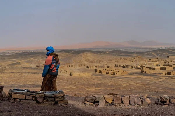 Een Bedoeïen Merzouga Woestijn Marokko — Stockfoto