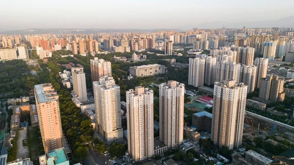 Una Vista Aérea Los Edificios Gran Altura Xian City Shaanxi — Foto de Stock