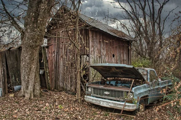 Stara Szopa Chevrolet Lesie — Zdjęcie stockowe