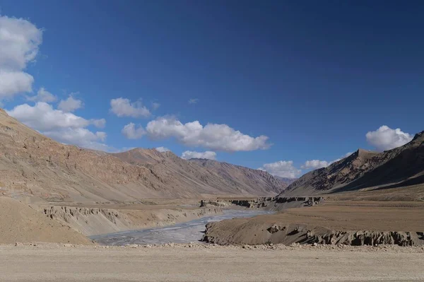 Autopista Leh Manali Con Río Cerca Ella Manali Ladakh India — Foto de Stock