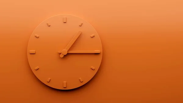 Renderowanie Minimalistyczny Pomarańczowy Zegar Ścienny Pokazujący Kwadrans Pierwszej Przestrzeń Kopiowania — Zdjęcie stockowe
