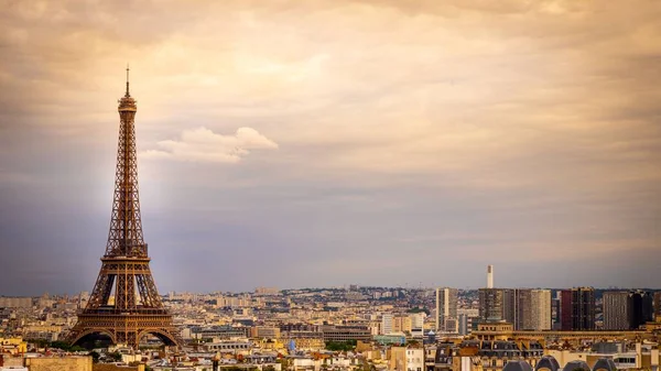 Fransa Paris Gün Batımı Sahnesinin Altında Effiel Kulesi Manzarası — Stok fotoğraf
