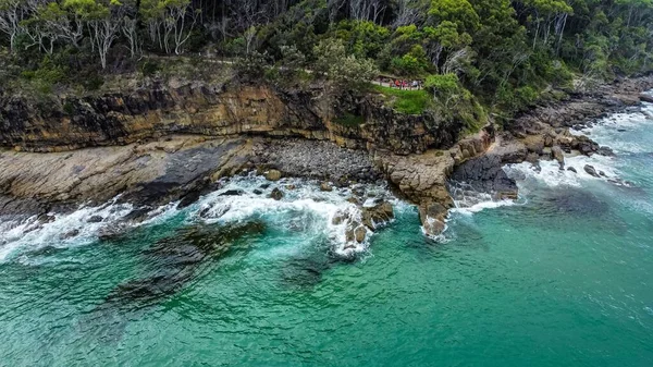 Una Vista Del Dron Las Olas Agua Del Océano Turquesa — Foto de Stock