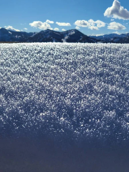 Jégkristályok Keletkeztek Egy Havas Domb Tetején — Stock Fotó