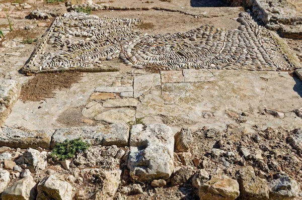 Spanya Bir Şatonun Zemininde Eski Bir Taş Mozaik Valensiya Nın — Stok fotoğraf