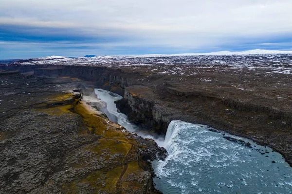 Uma Paisagem Rio Parque Nacional Jokulsargljufur Sob Céu Nublado Islândia — Fotografia de Stock