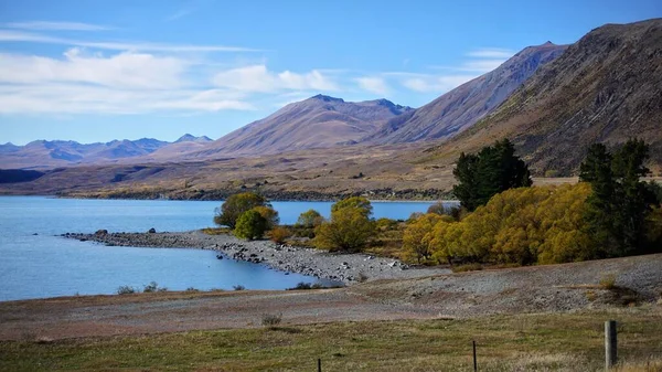 Una Hermosa Toma Del Lago Tekapo Nueva Zelanda Con Montañas —  Fotos de Stock