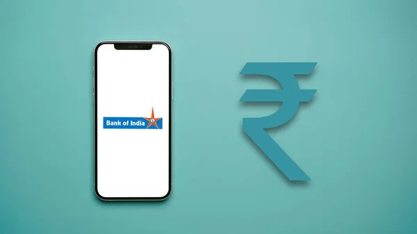 Банк Індії Або Boi Екрані Мобільних Телефонів Ізольований Фон — стокове фото