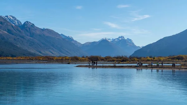 Paysage Calme Beau Lac Bleu Dans Les Alpes Nouvelle Zélande — Photo