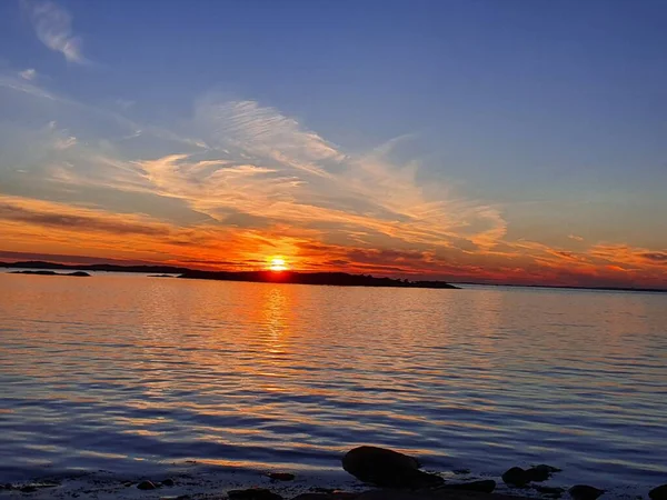 Vacker Solnedgång Vid Havet — Stockfoto