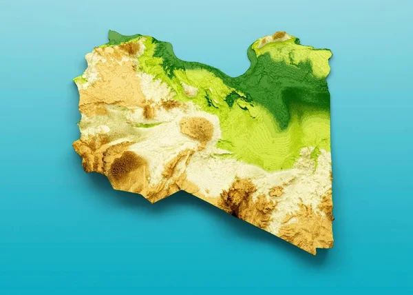 Illustration Libya Topographic Map Blue Background — Stock Photo, Image