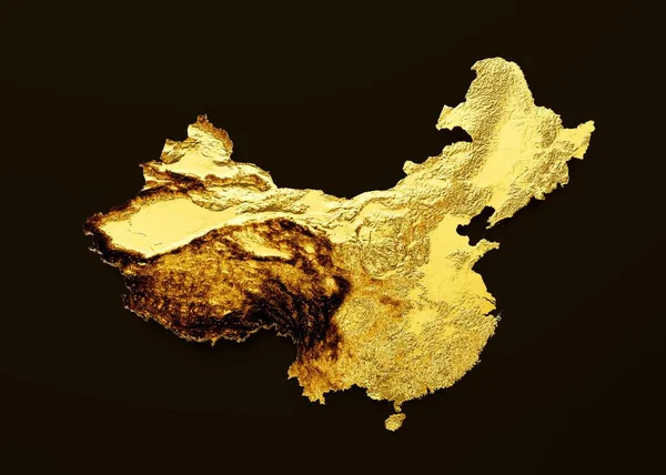 Illustration Den Gyllene Kina Kartan Svart Bakgrund — Stockfoto