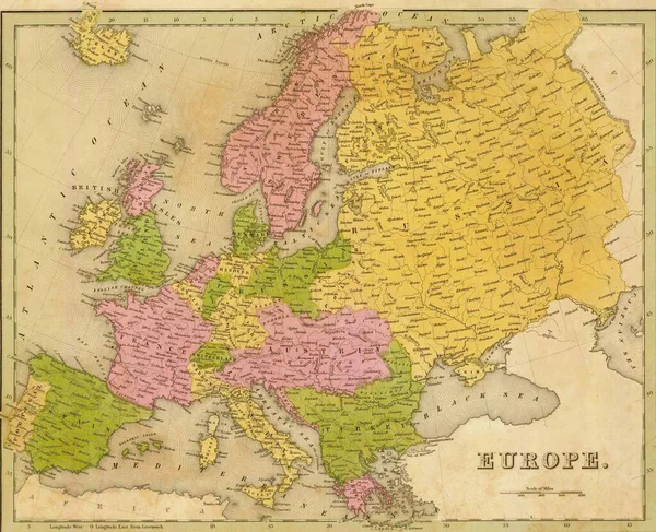 Velho Mapa Europa Atlas Goodrich Ano 1841 — Fotografia de Stock