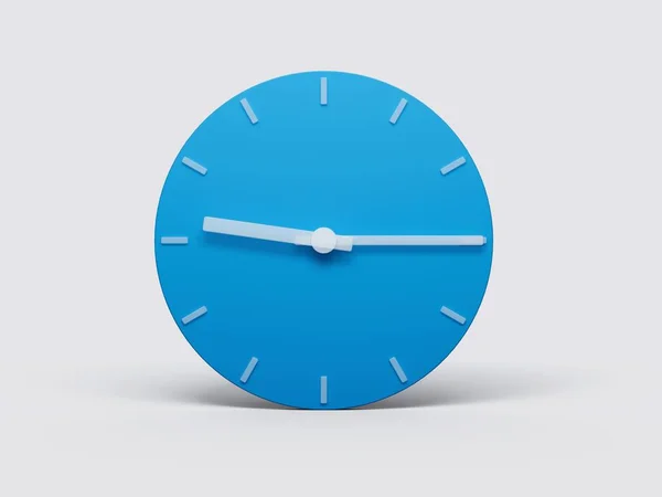 Μια Μινιμαλιστική Μπλε Απεικόνιση Ρολόι Δείχνει Εννέα Δεκαπέντε — Φωτογραφία Αρχείου