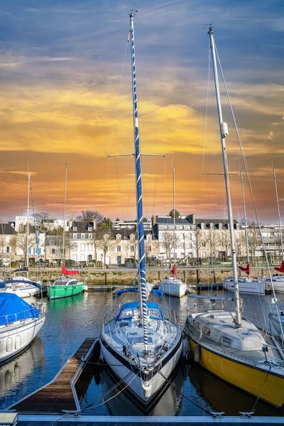 Vannes Medieval City Brittany Boats Harbor Typical Houses Sunset — Stock Photo, Image