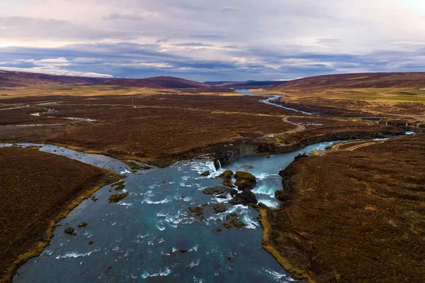 Ένα Τοπίο Ενός Ποταμού Στο Εθνικό Πάρκο Jokulsargljufur Κάτω Από — Φωτογραφία Αρχείου